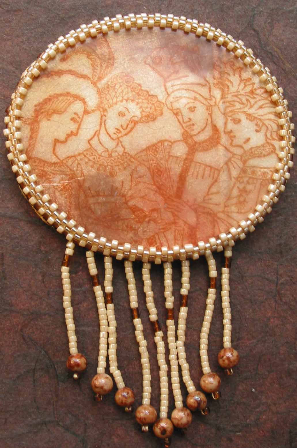 Beaded Poly Clay Cabochon